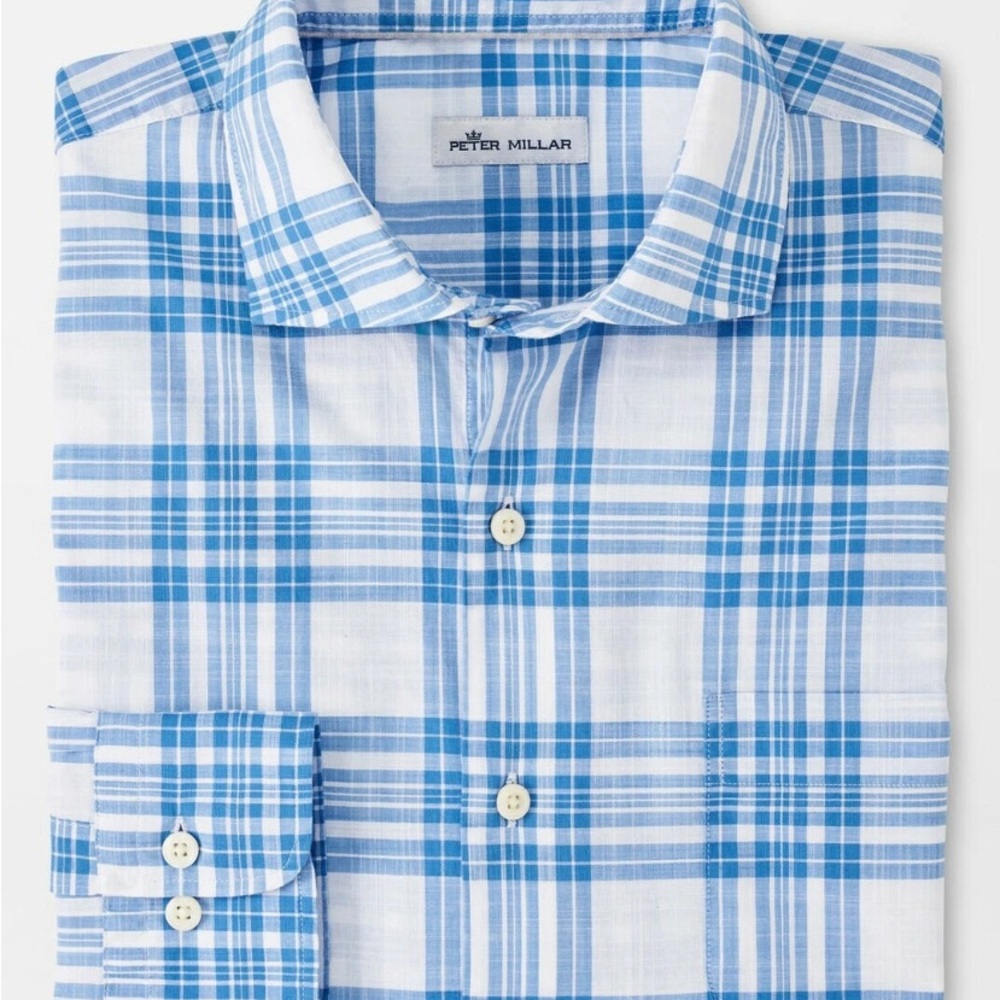 MENS PETER MILLAR XL Dress Casual Soft Cotton Long Sleeve Button Down